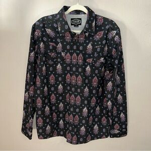 Gibson Black and Purple medallion print  Paisley Men's western Shirt